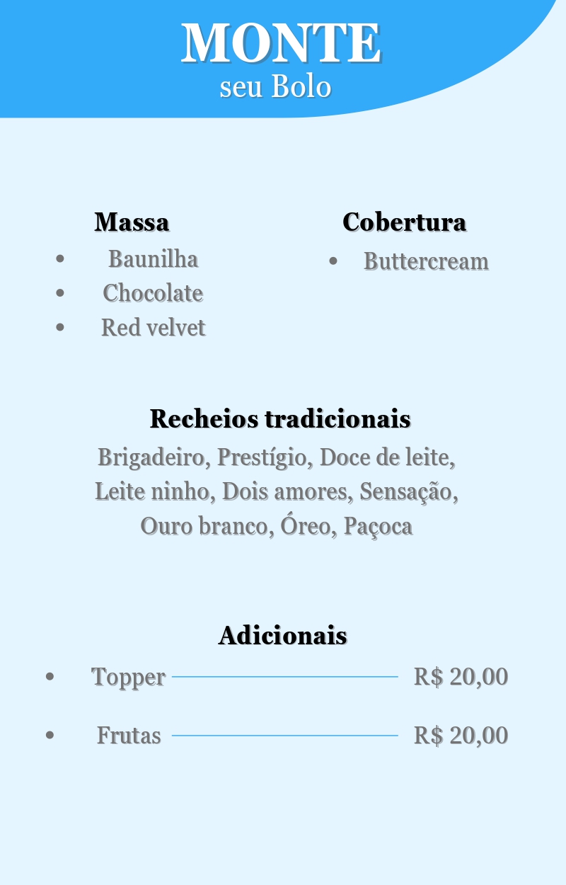 Monte seu Bolo - Opções