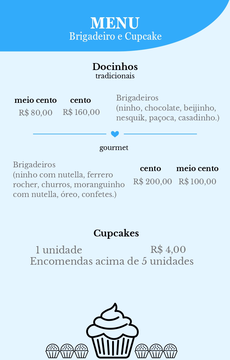 Monte seu Bolo - Tamanhos